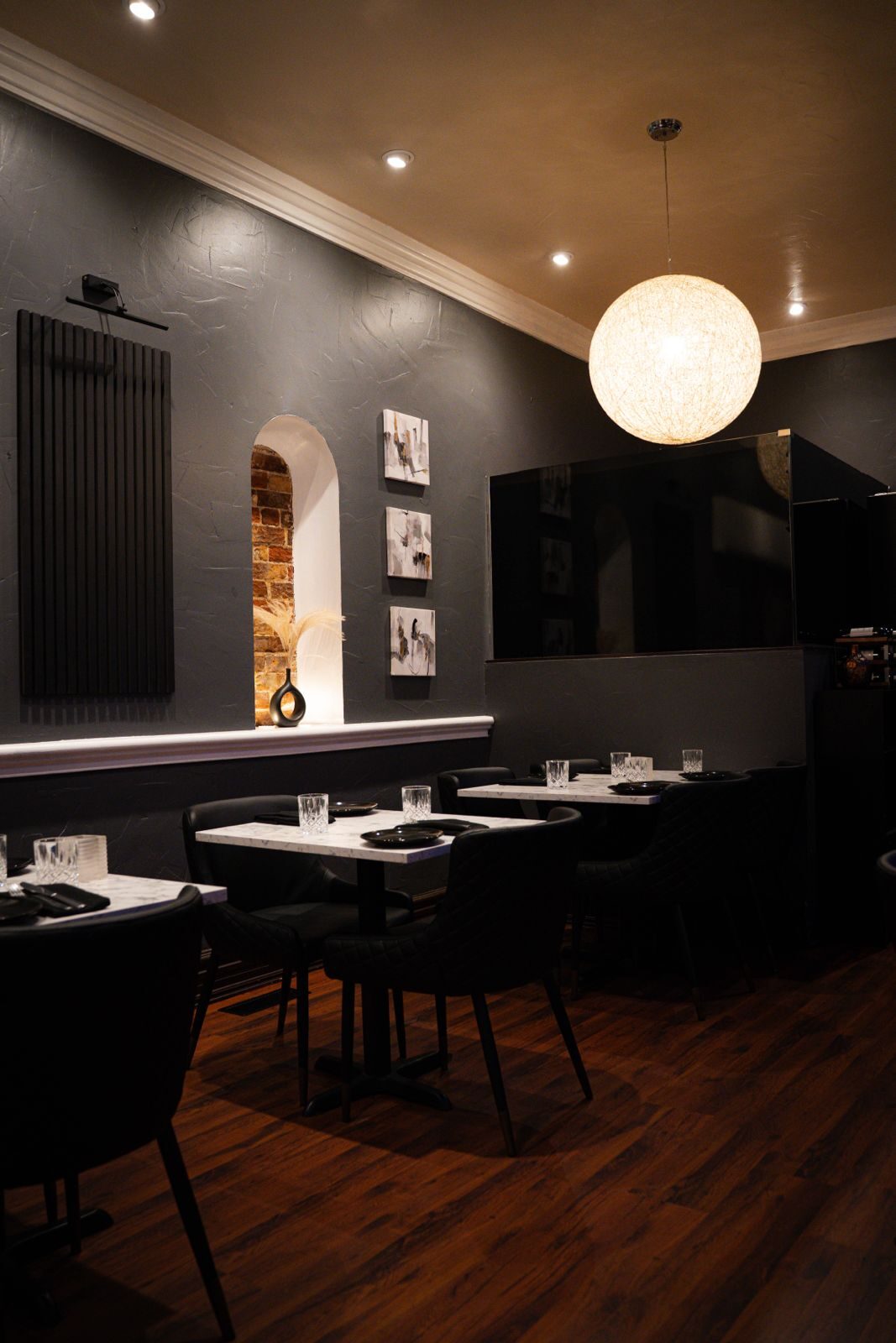Pendant light over the AGI dining room